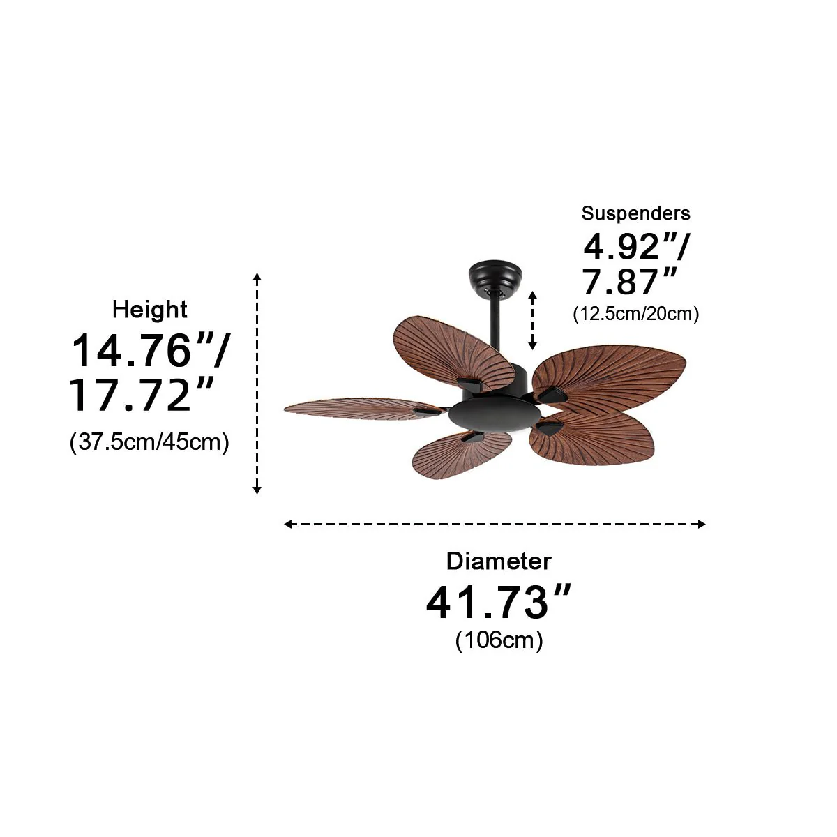 Vintage Imitation Palm Leaf DC Motor 6-speed Reverse Frequency Ceiling Fan - Image 11