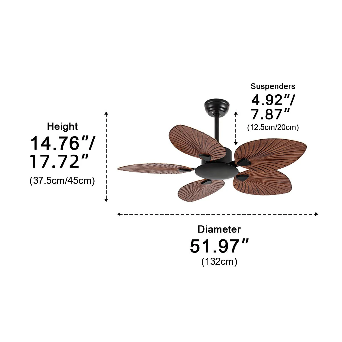 Vintage Imitation Palm Leaf DC Motor 6-speed Reverse Frequency Ceiling Fan - Image 12