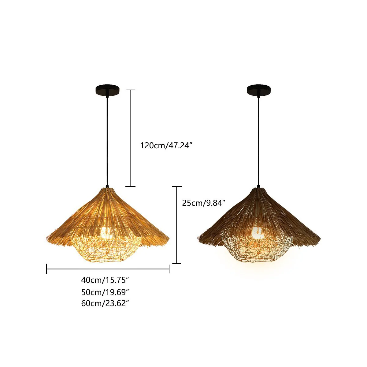 Vintage Rattan Weave Bird's Nest Pendant Lights - Image 9
