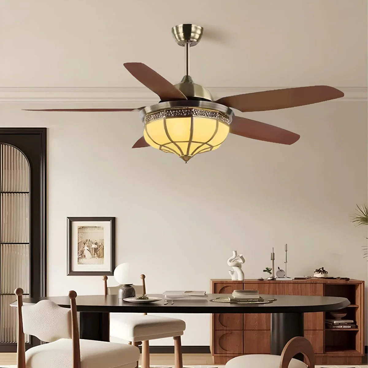 Vintage Reverse Variable Frequency DC Motor Ceiling Fan Light