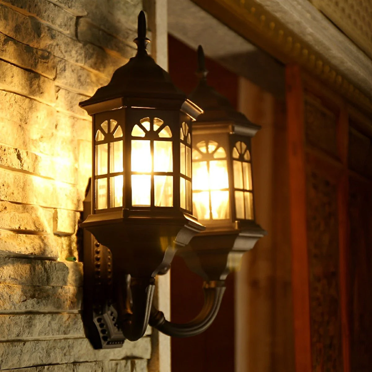 Vintage Rustic Castle Double Head Waterproof Outdoor LED Porch Wall Lights