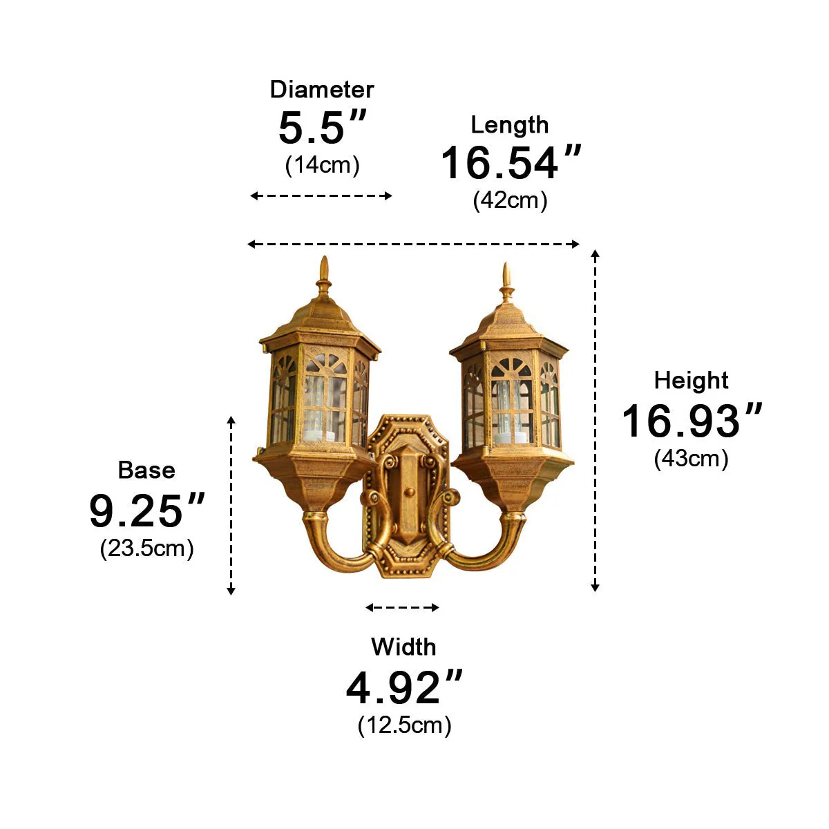 Vintage Rustic Castle Double Head Waterproof Outdoor LED Porch Wall Lights - Image 10