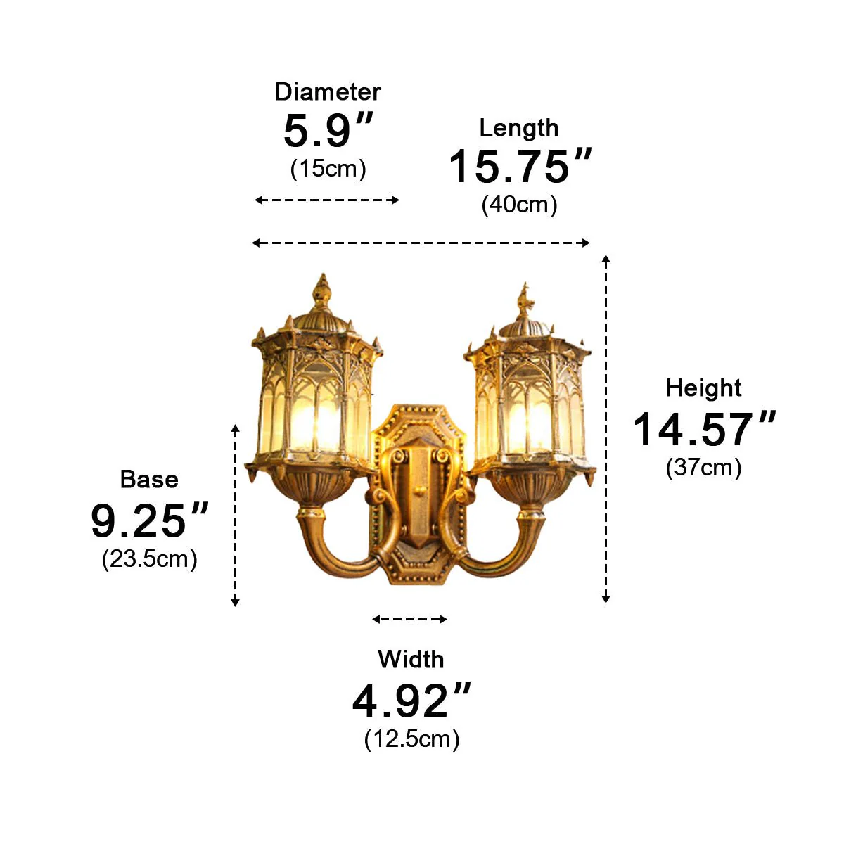 Vintage Rustic Castle Double Head Waterproof Outdoor LED Porch Wall Lights - Image 11