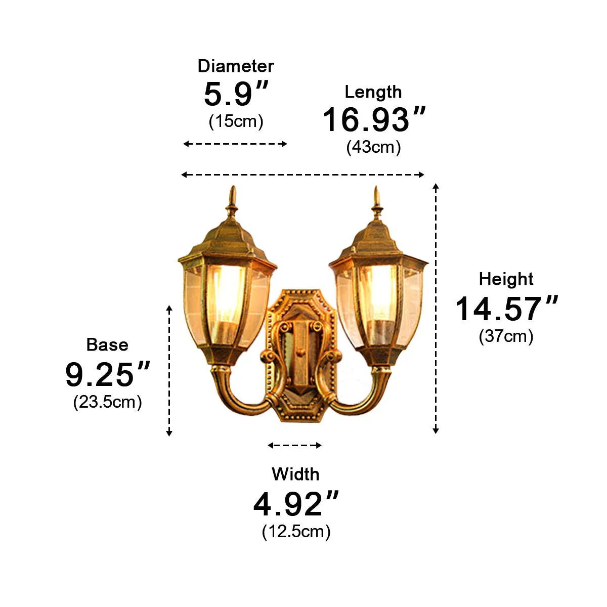 Vintage Rustic Castle Double Head Waterproof Outdoor LED Porch Wall Lights - Image 12