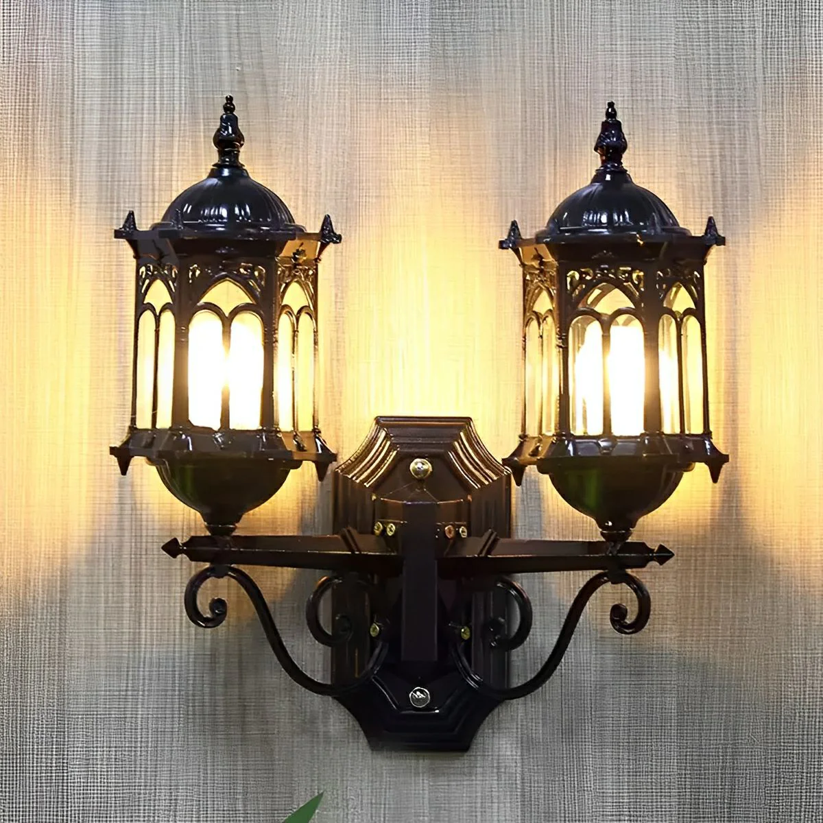 Vintage Rustic Castle Double Head Waterproof Outdoor LED Porch Wall Lights - Image 3