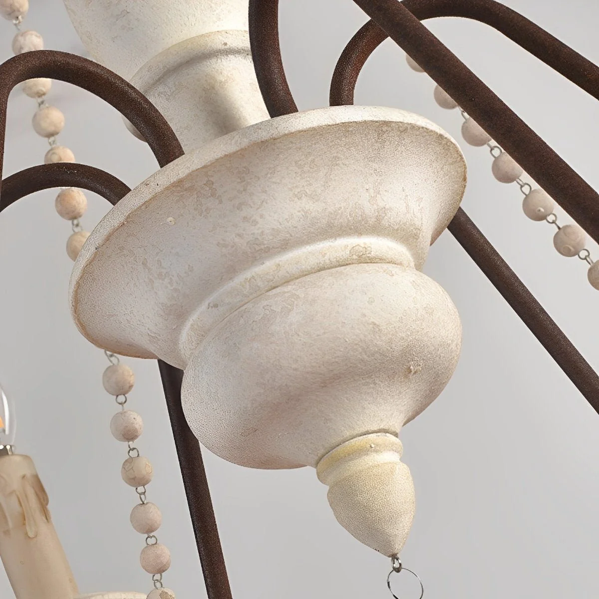 Wood Vintage Rustic Candle Chandelier Light - Image 12