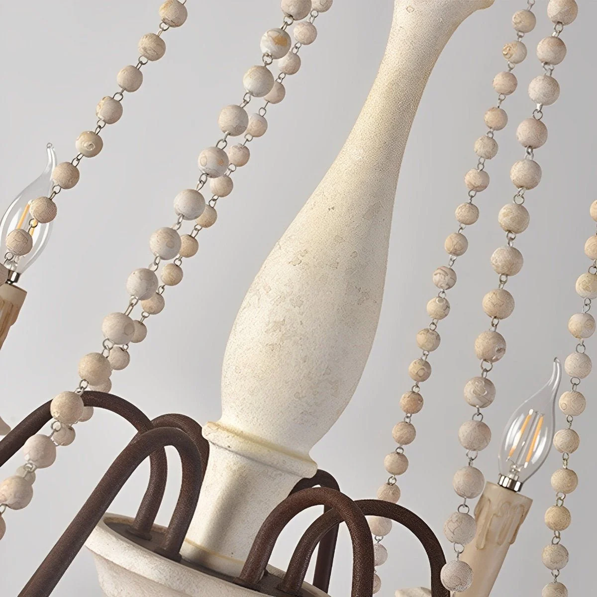 Wood Vintage Rustic Candle Chandelier Light - Image 14