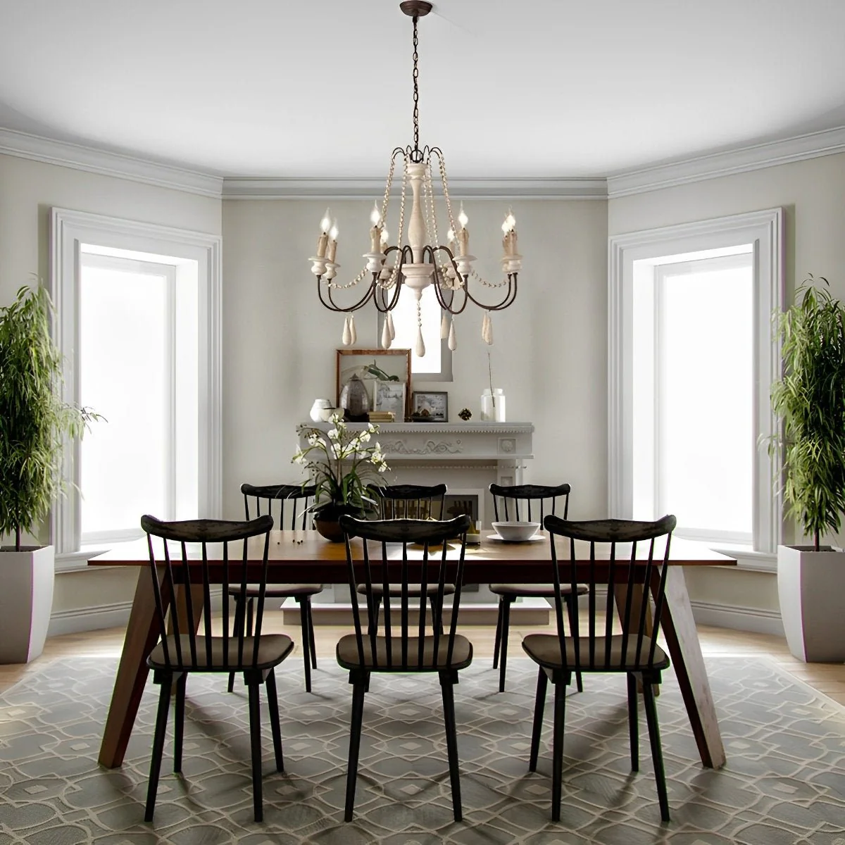 Wood Vintage Rustic Candle Chandelier Light - Image 15
