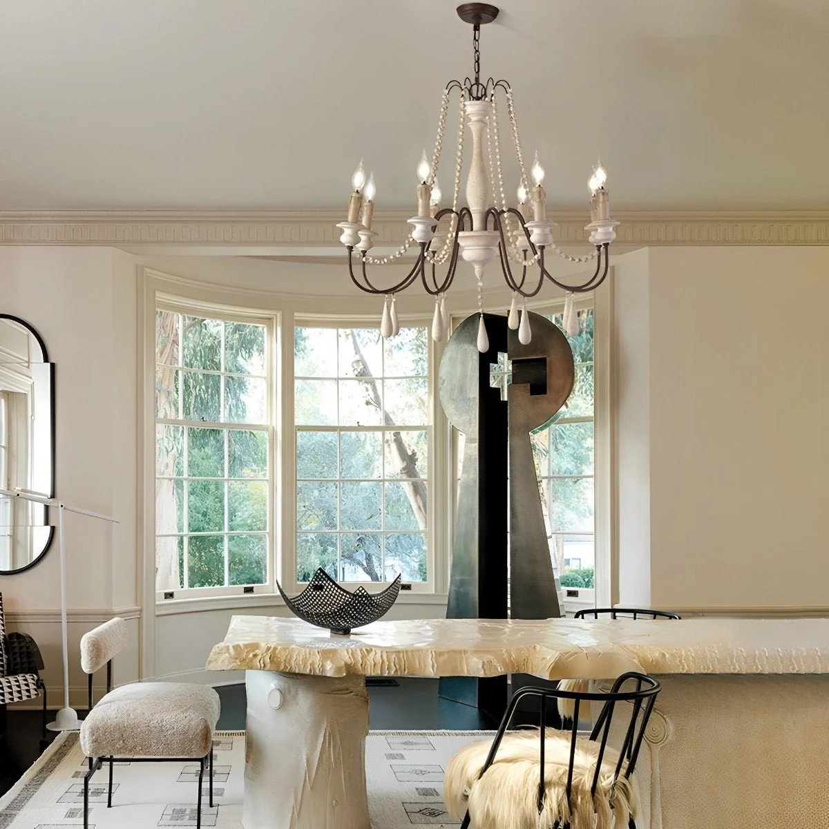 Wood Vintage Rustic Candle Chandelier Light - Image 8