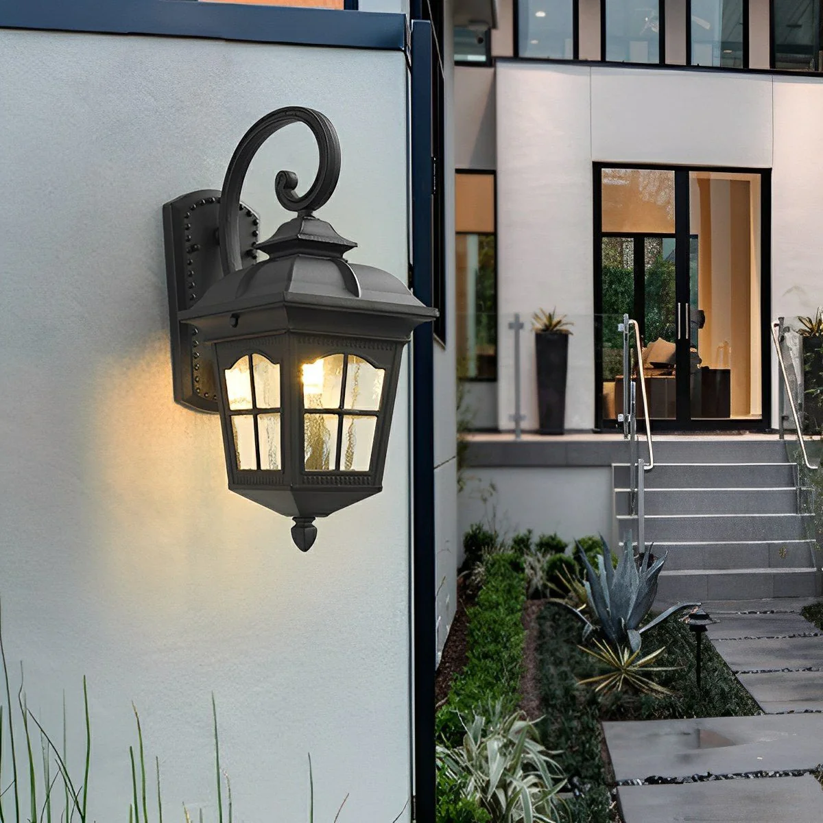 Vintage Rustic Cross Waterproof Outdoor LED Lantern Porch Wall Lights - Image 2
