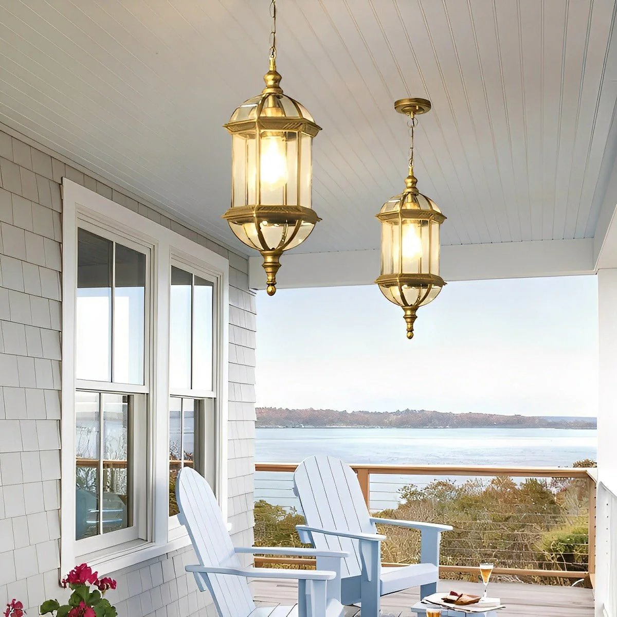 Vintage Rustic Cylinder Waterproof Outdoor LED Lantern Pendant Lights - Image 5