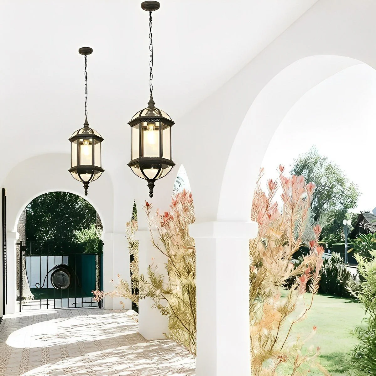 Vintage Rustic Cylinder Waterproof Outdoor LED Lantern Pendant Lights - Image 6