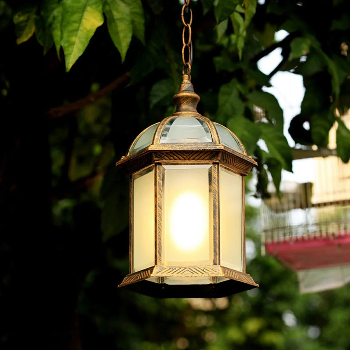 Vintage Rustic Gazebo Waterproof Outdoor LED Lantern Pendant Lights - Image 3