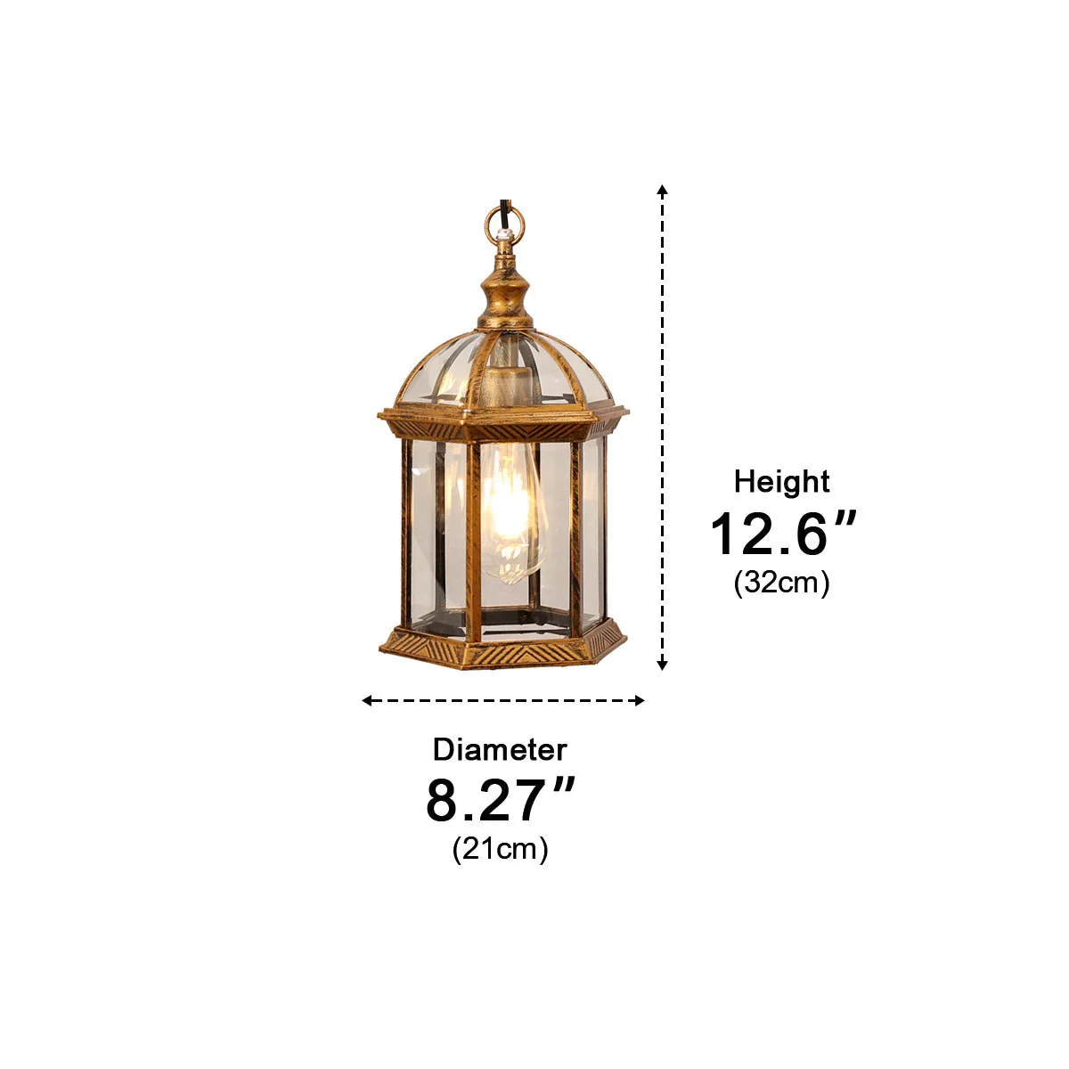 Vintage Rustic Gazebo Waterproof Outdoor LED Lantern Pendant Lights - Image 7