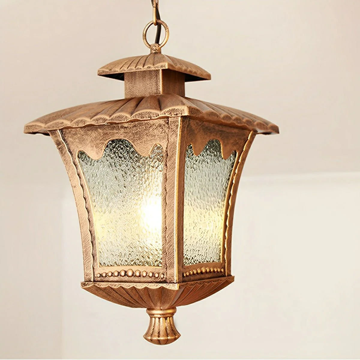 Vintage Rustic Square Water Glass Waterproof Outdoor LED Lantern Pendant Lights - Image 3