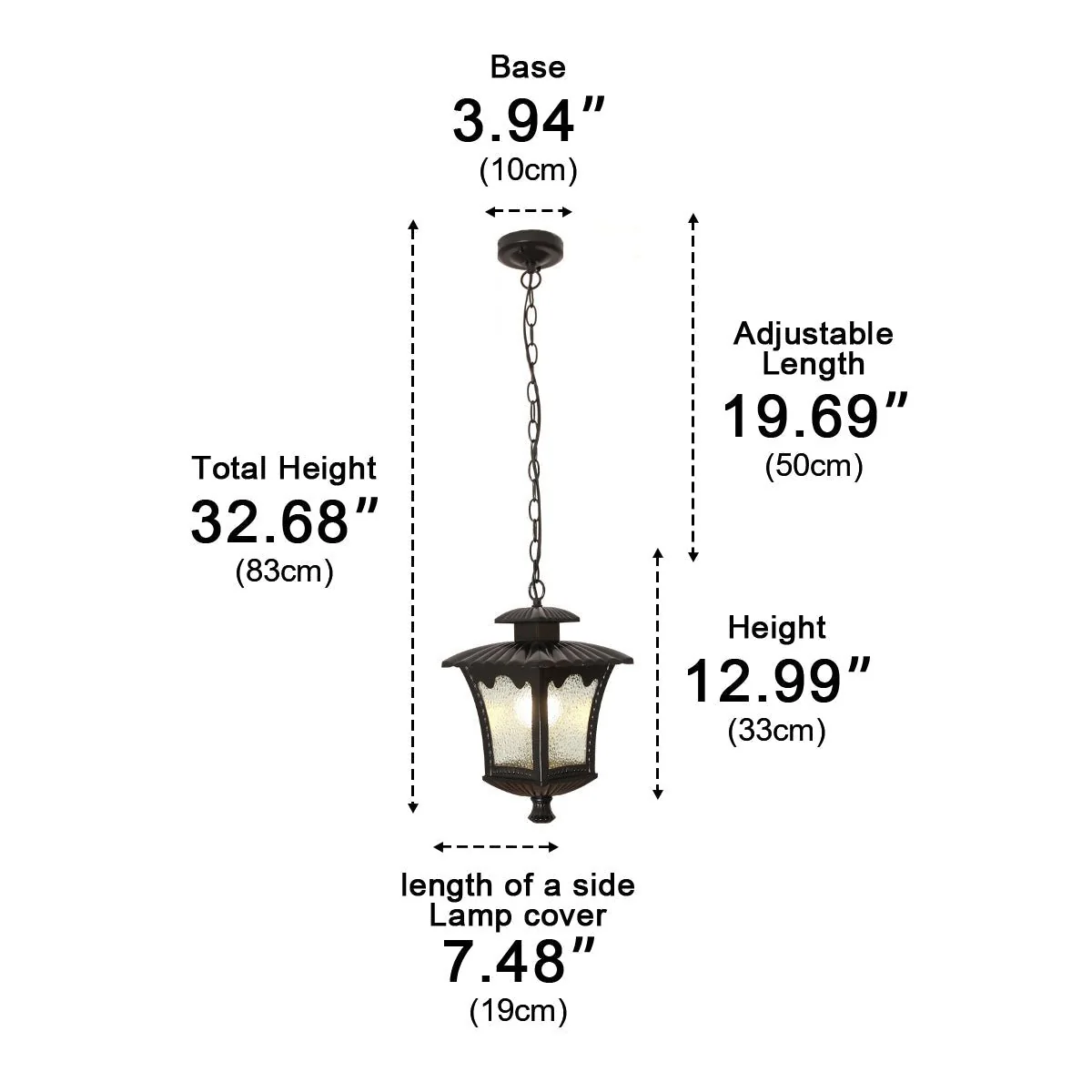 Vintage Rustic Square Water Glass Waterproof Outdoor LED Lantern Pendant Lights - Image 8