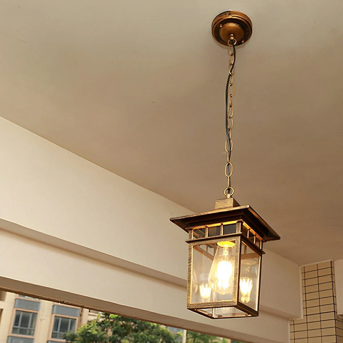 Vintage Rustic Square Waterproof Outdoor LED Lantern Pendant Lights - Image 5