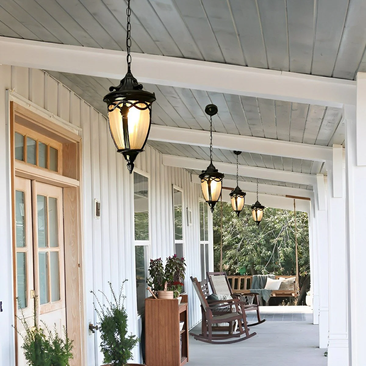 Vintage Rustic Waterproof Outdoor LED Lantern Pendant Lights - Image 2