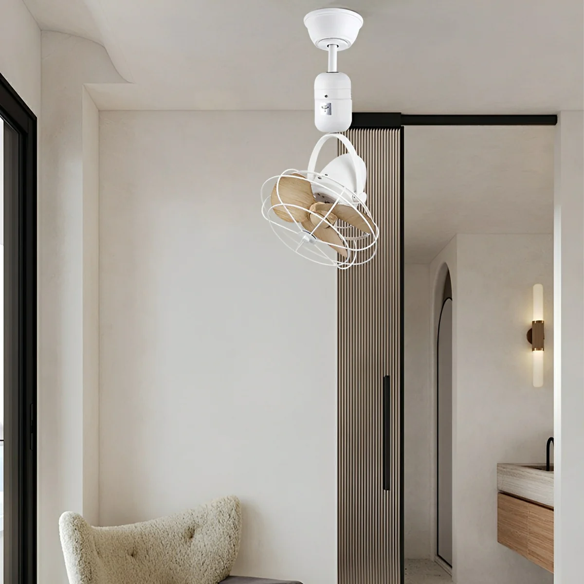 Vintage Swing Rotation 6-Speed DC Motor Ceiling Fan Wall fan - Image 3