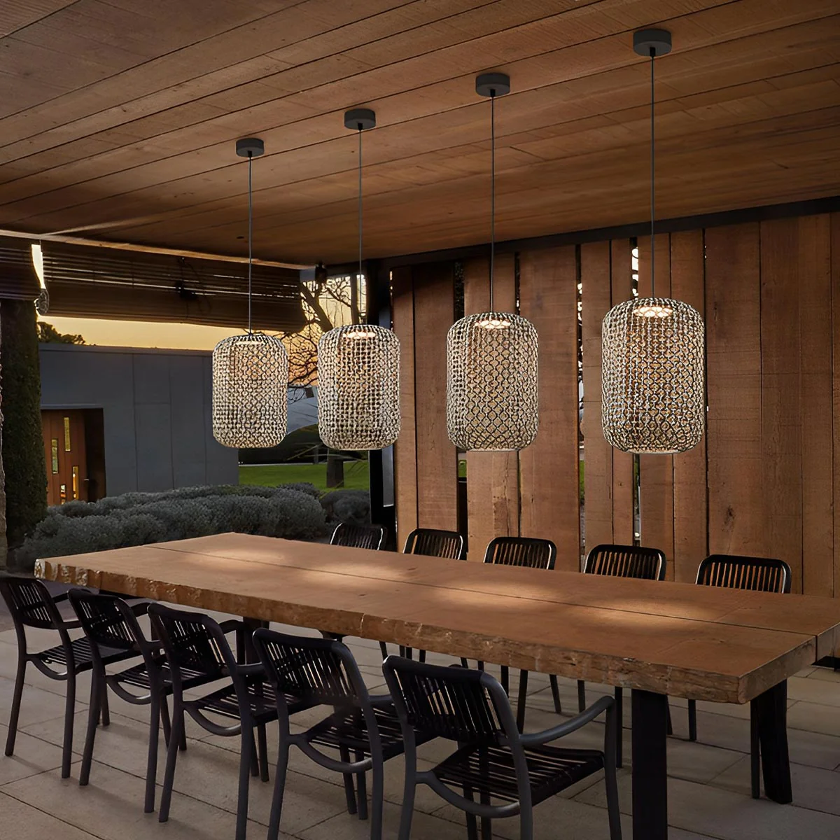 Vintage Waterproof Rattan LED Outdoor Ceiling Lights Lanterns - Image 11