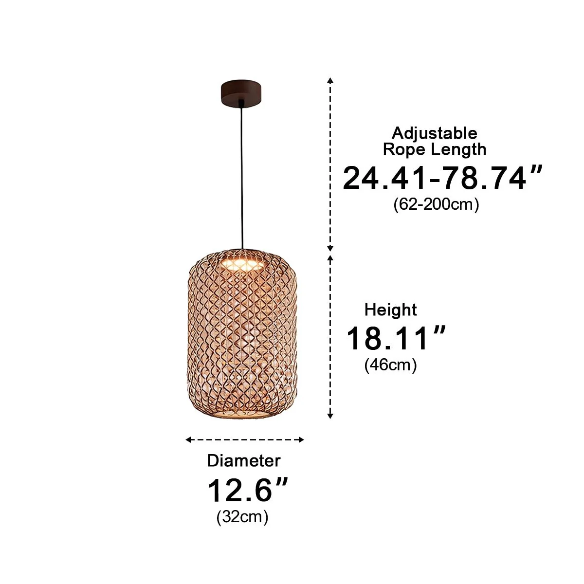 Vintage Waterproof Rattan LED Outdoor Ceiling Lights Lanterns - Image 15
