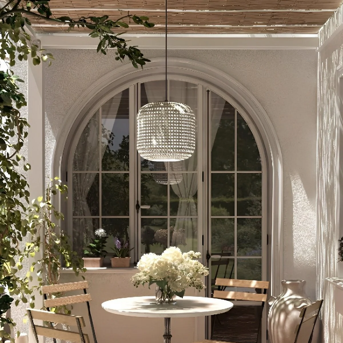 Vintage Waterproof Rattan LED Outdoor Ceiling Lights Lanterns - Image 5