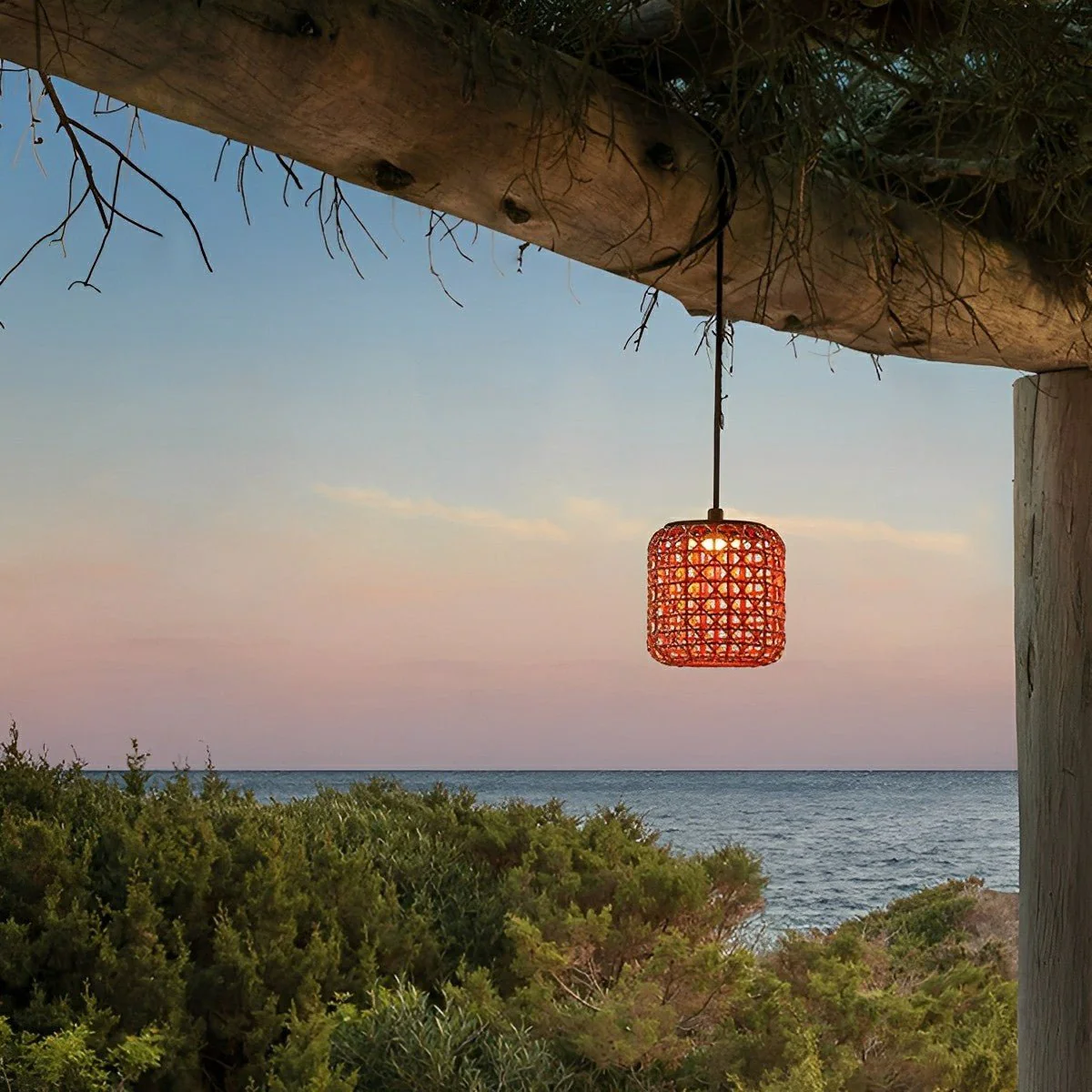 Vintage Waterproof Rattan LED Outdoor Ceiling Lights Lanterns - Image 7