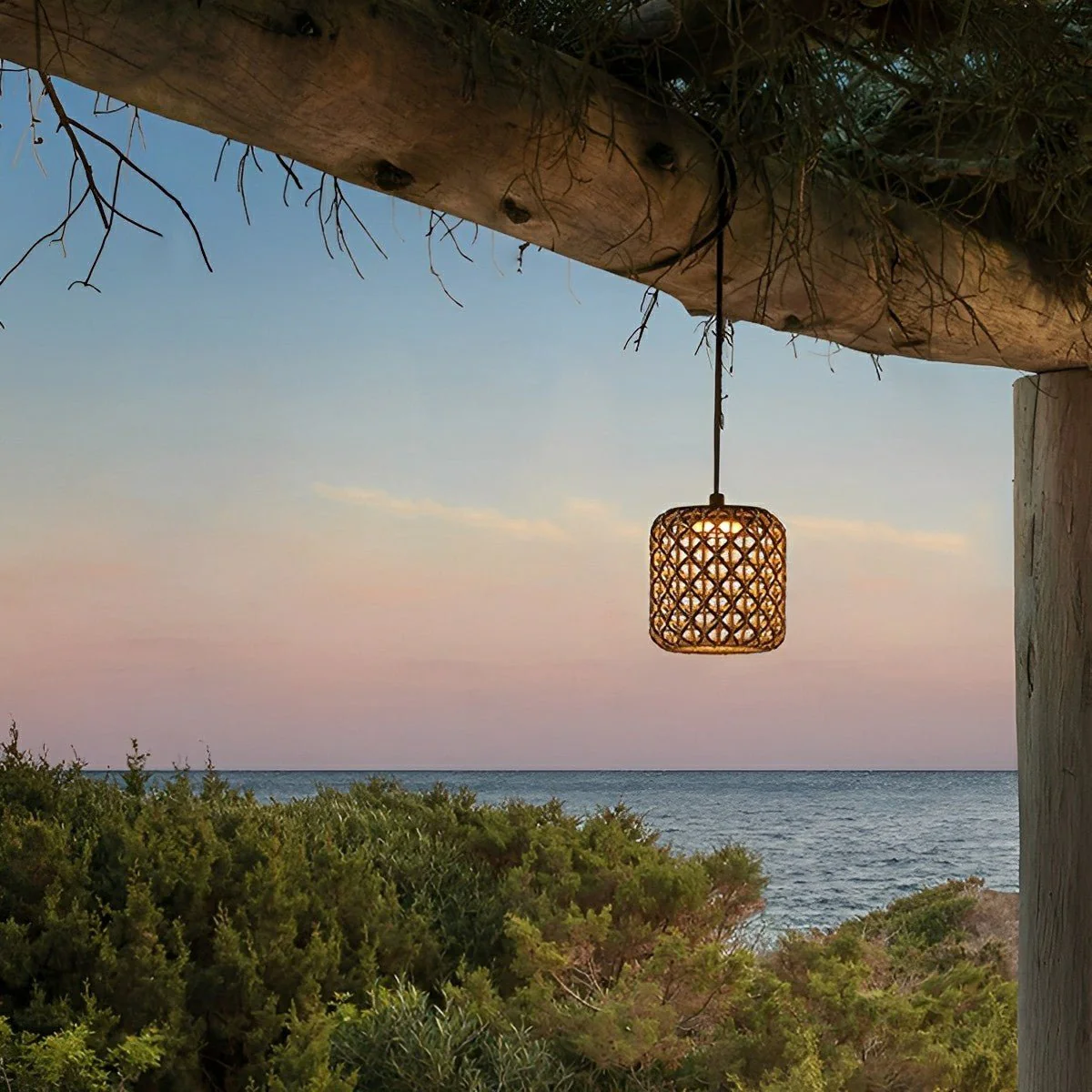 Vintage Waterproof Rattan LED Outdoor Ceiling Lights Lanterns - Image 9