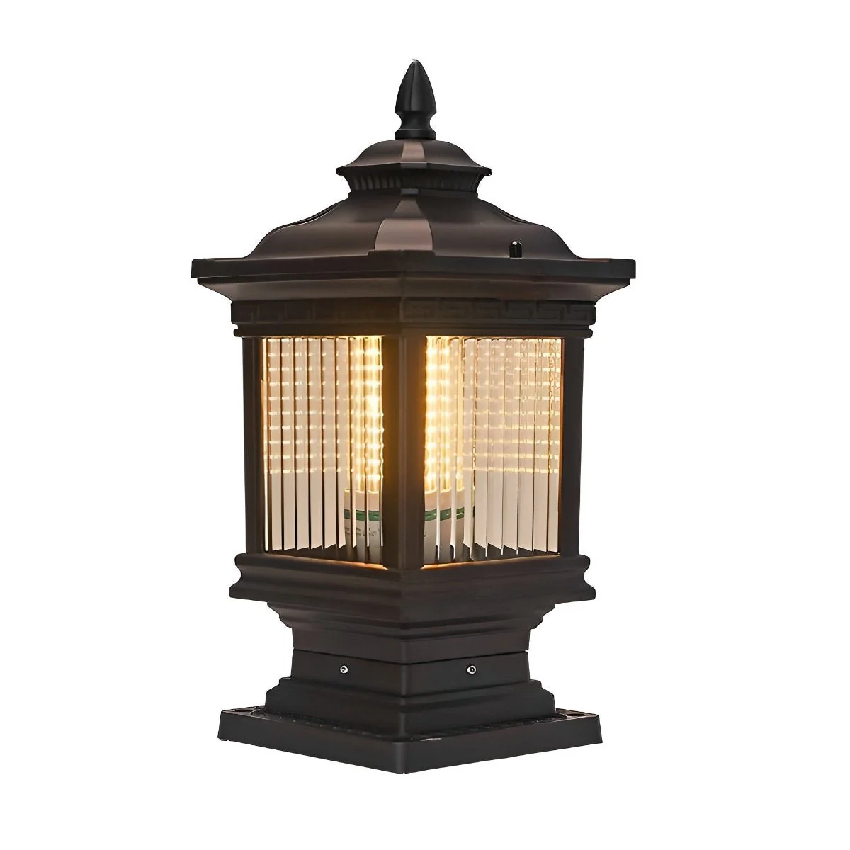 Vintage Grille Glass Shade Lampshade Waterproof Fence Post Lights - Image 11