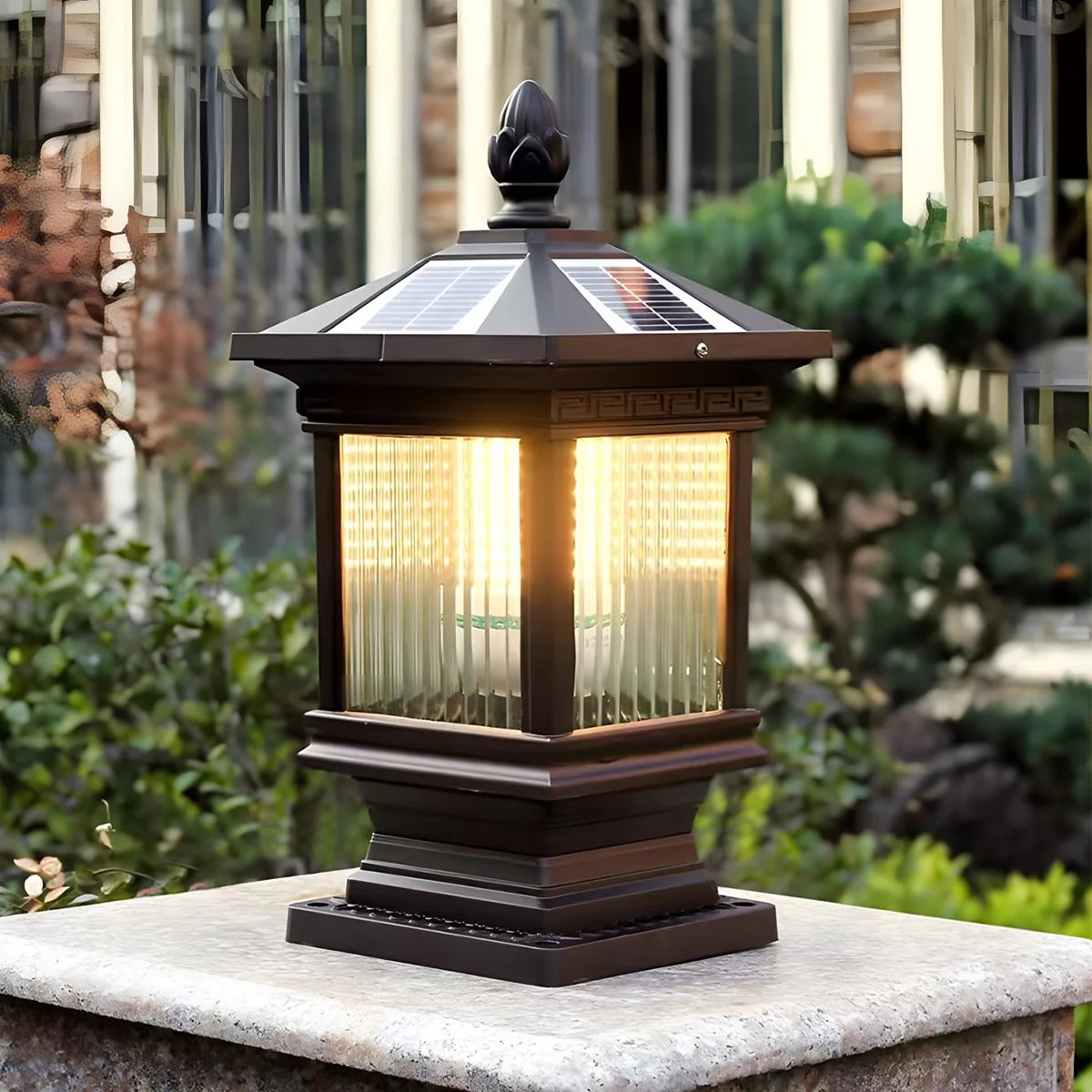 Vintage Grille Glass Shade Lampshade Waterproof Fence Post Lights - Image 3