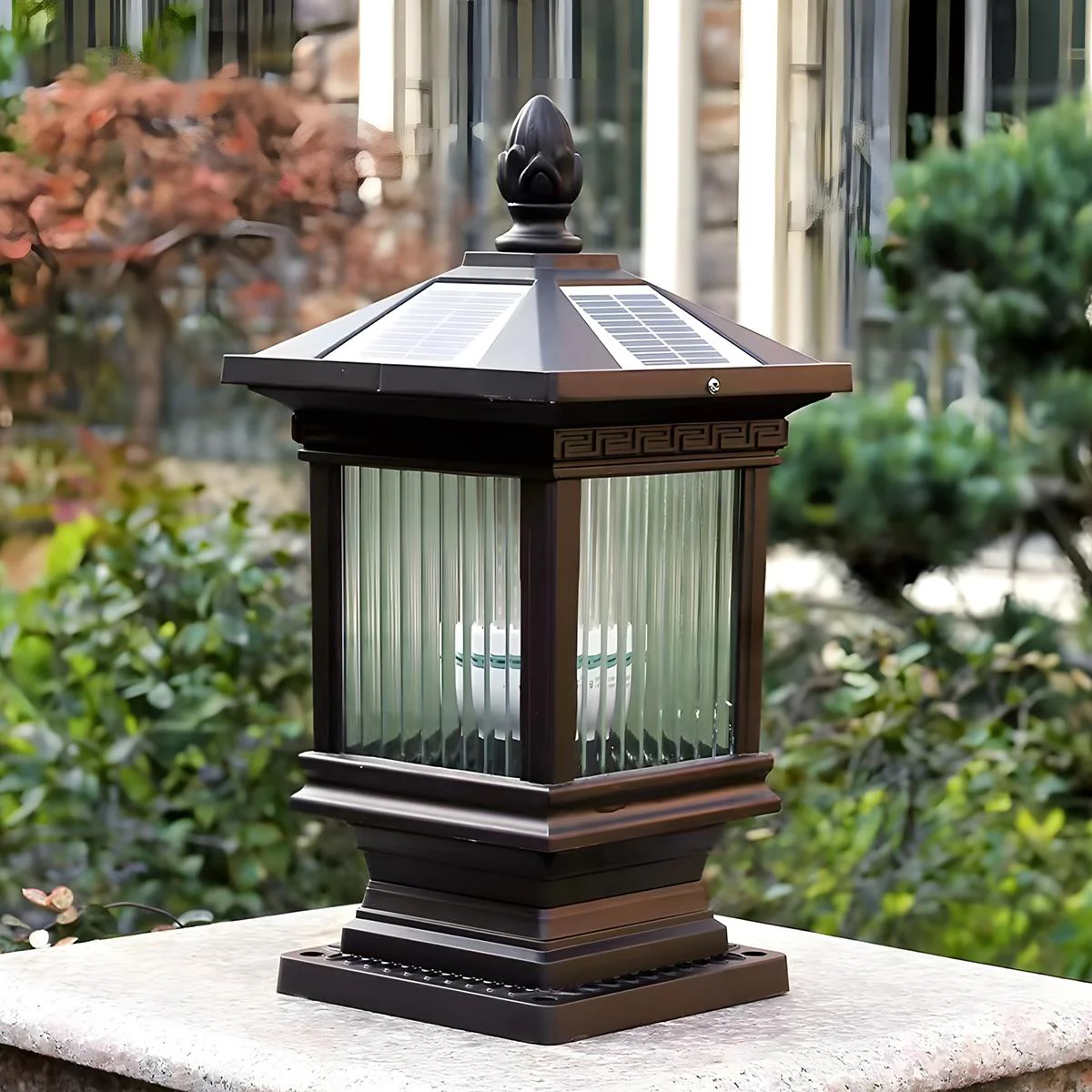 Vintage Grille Glass Shade Lampshade Waterproof Fence Post Lights - Image 5