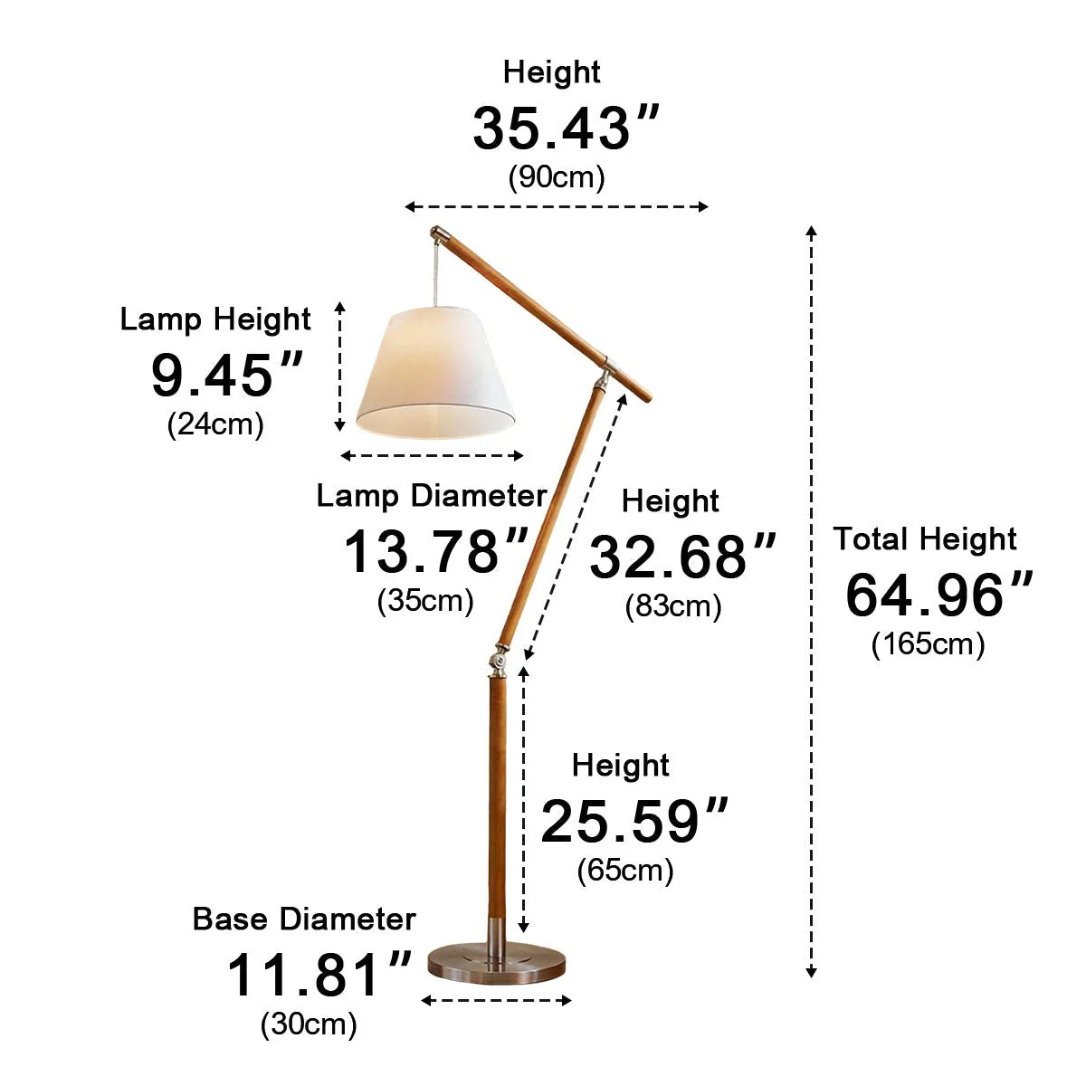 Vintage Wood Adjustable Swing Arm Floor Lamp - Image 10