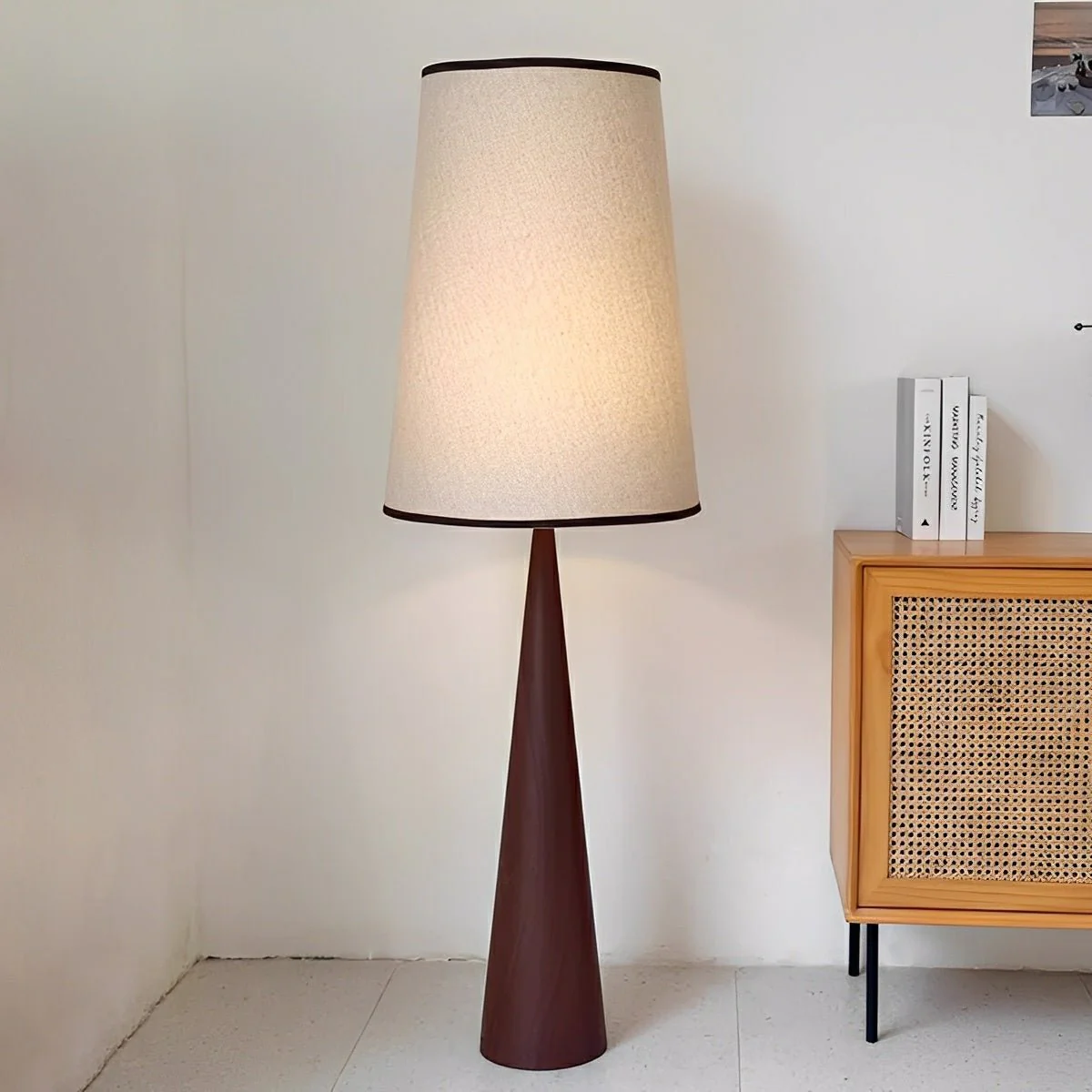 Vintage Wood Tapered LED Floor Lamp - Image 2