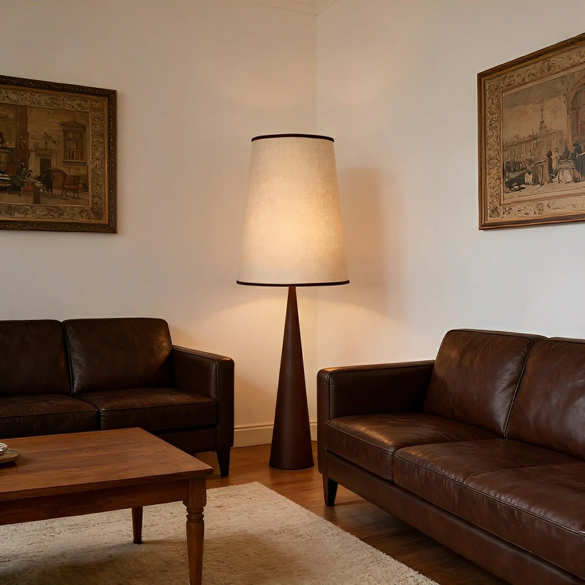 Vintage Wood Tapered LED Floor Lamp - Image 5