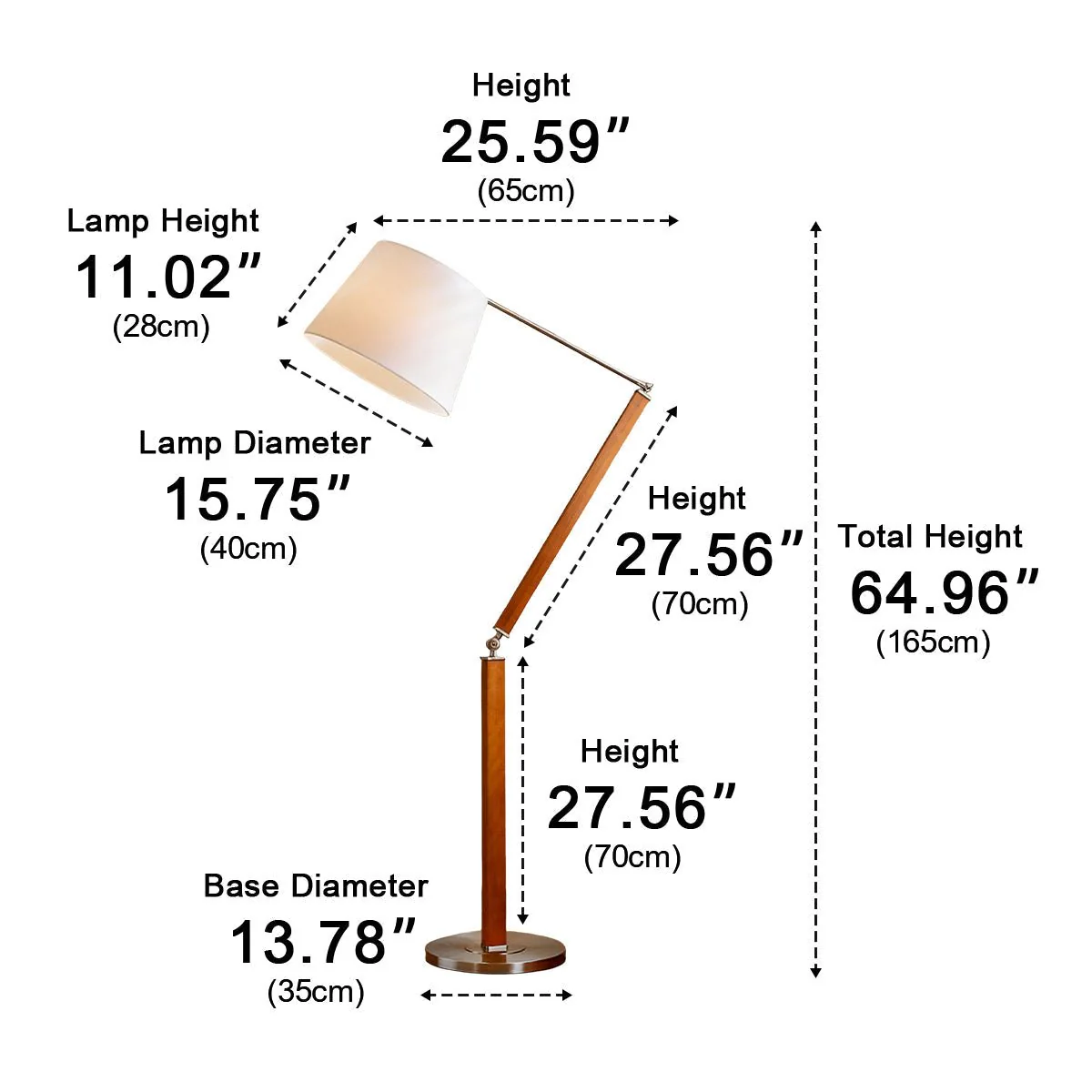 Vintage Wood White Lampshade Swing Arm Floor Lamp - Image 7