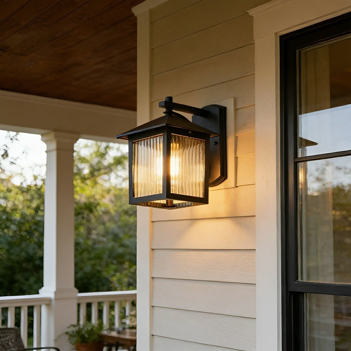 Waterproof Black Farmhouse Cross Lantern Outdoor Porch LED Wall Lights - Image 3