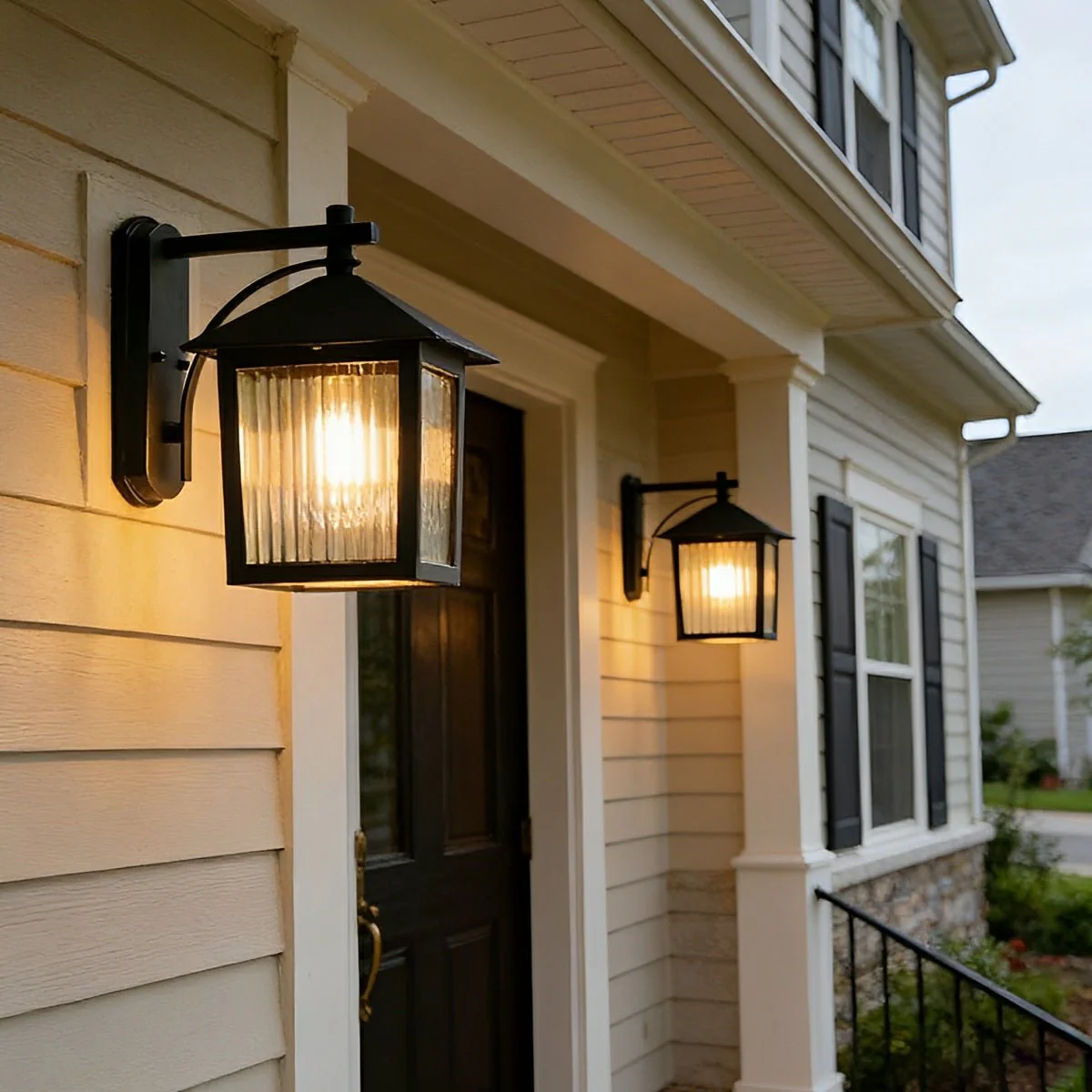 Waterproof Black Farmhouse Cross Lantern Outdoor Porch LED Wall Lights - Image 6