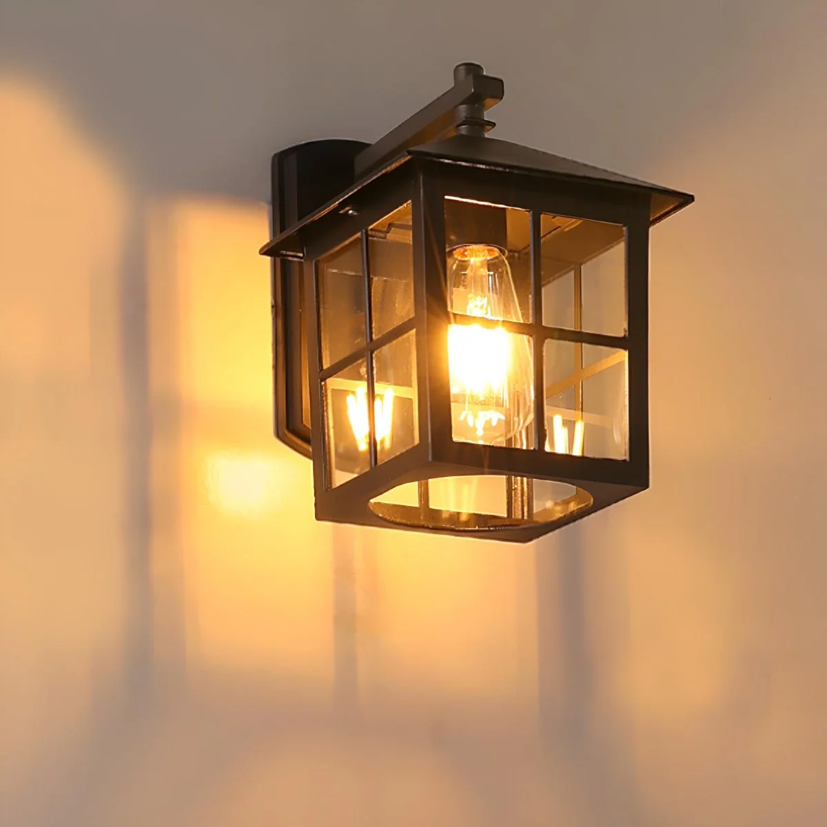 Waterproof Black Farmhouse Cross Lantern Outdoor Porch LED Wall Lights - Image 8