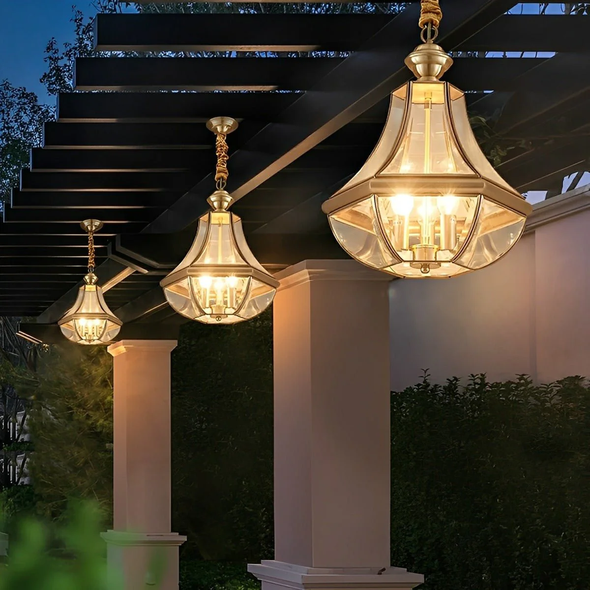 Waterproof Copper Luxury Diamond LED Outdoor Pandent Lights - Image 3