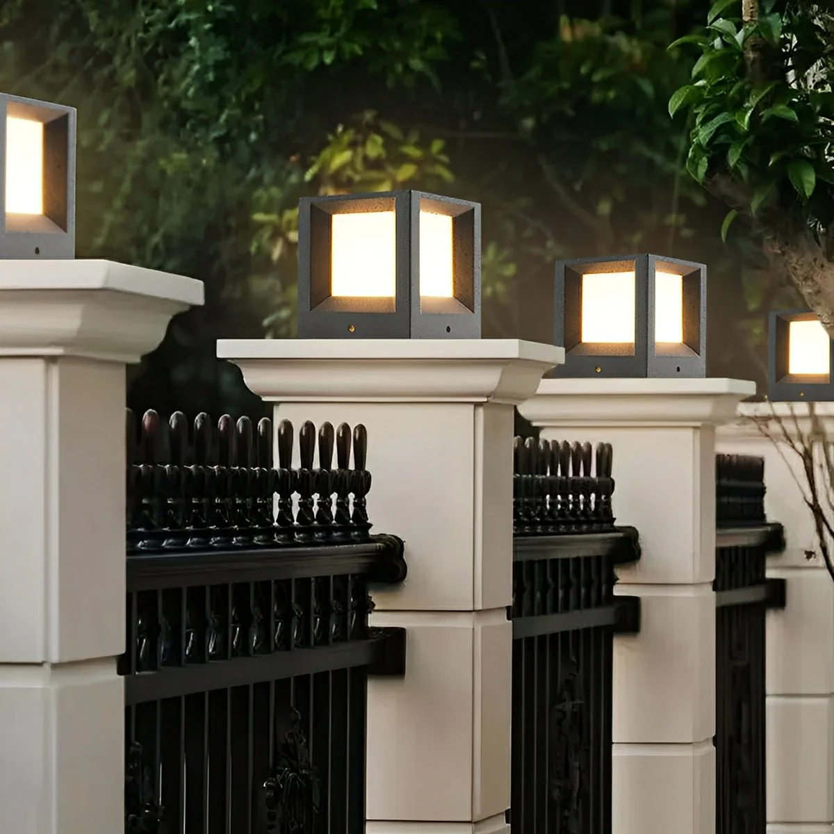 Waterproof Cubed Concrete LED Outdoor Post Lights - Image 2