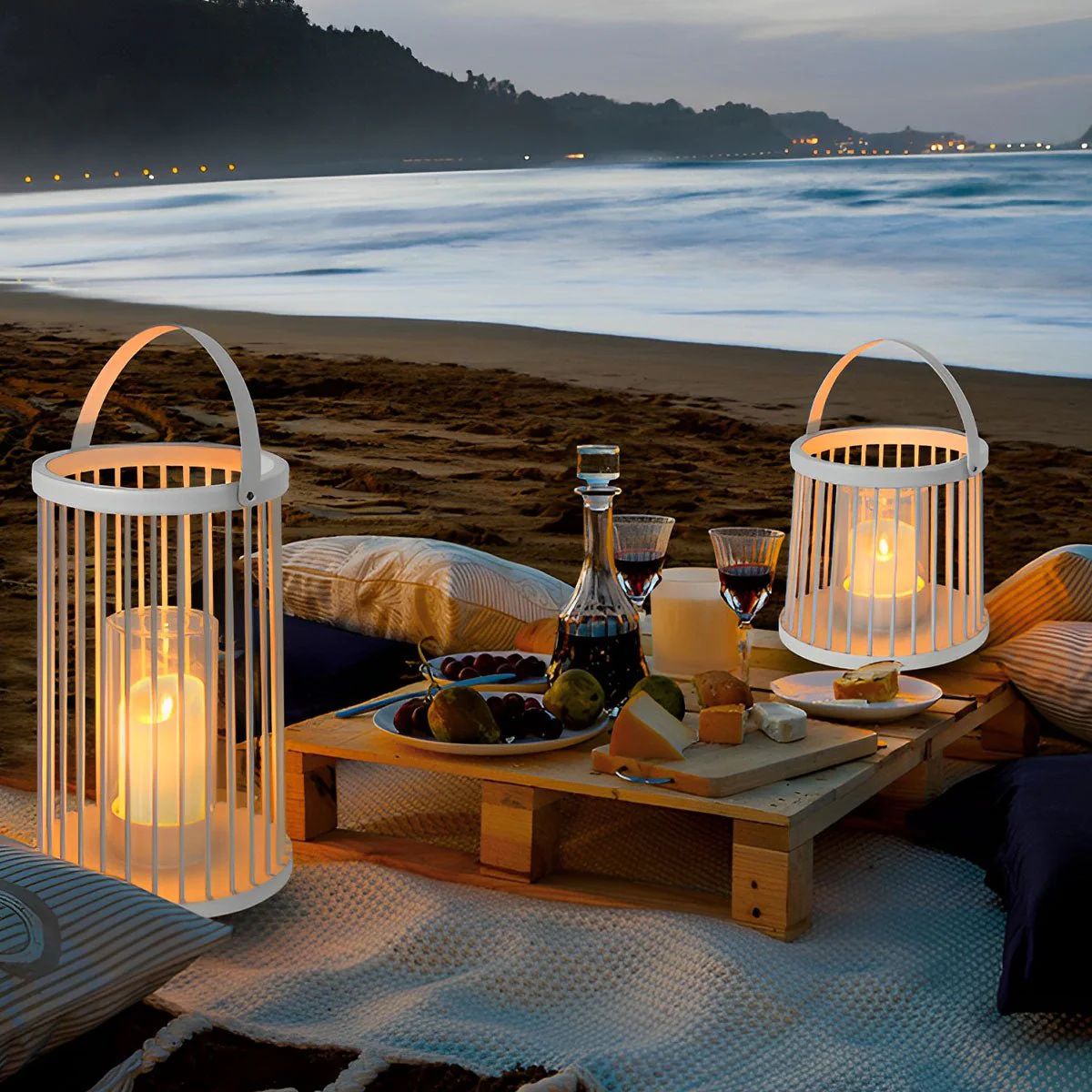 Waterproof Cylinder Outdoor Floor Lamps Hanging LED Candle Lanterns - Image 3
