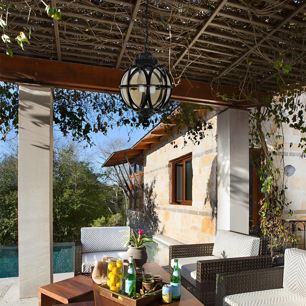 Waterproof Globe Outdoor Hanging Pendant Lights - Image 4