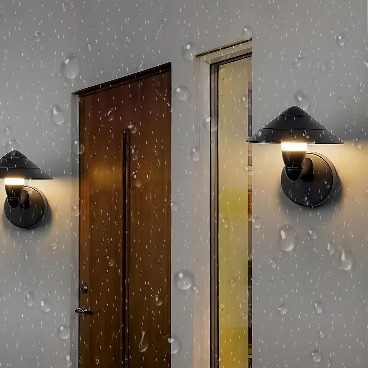 Waterproof Modern Black Umbrella Outdoor LED Wall Lights - Image 3