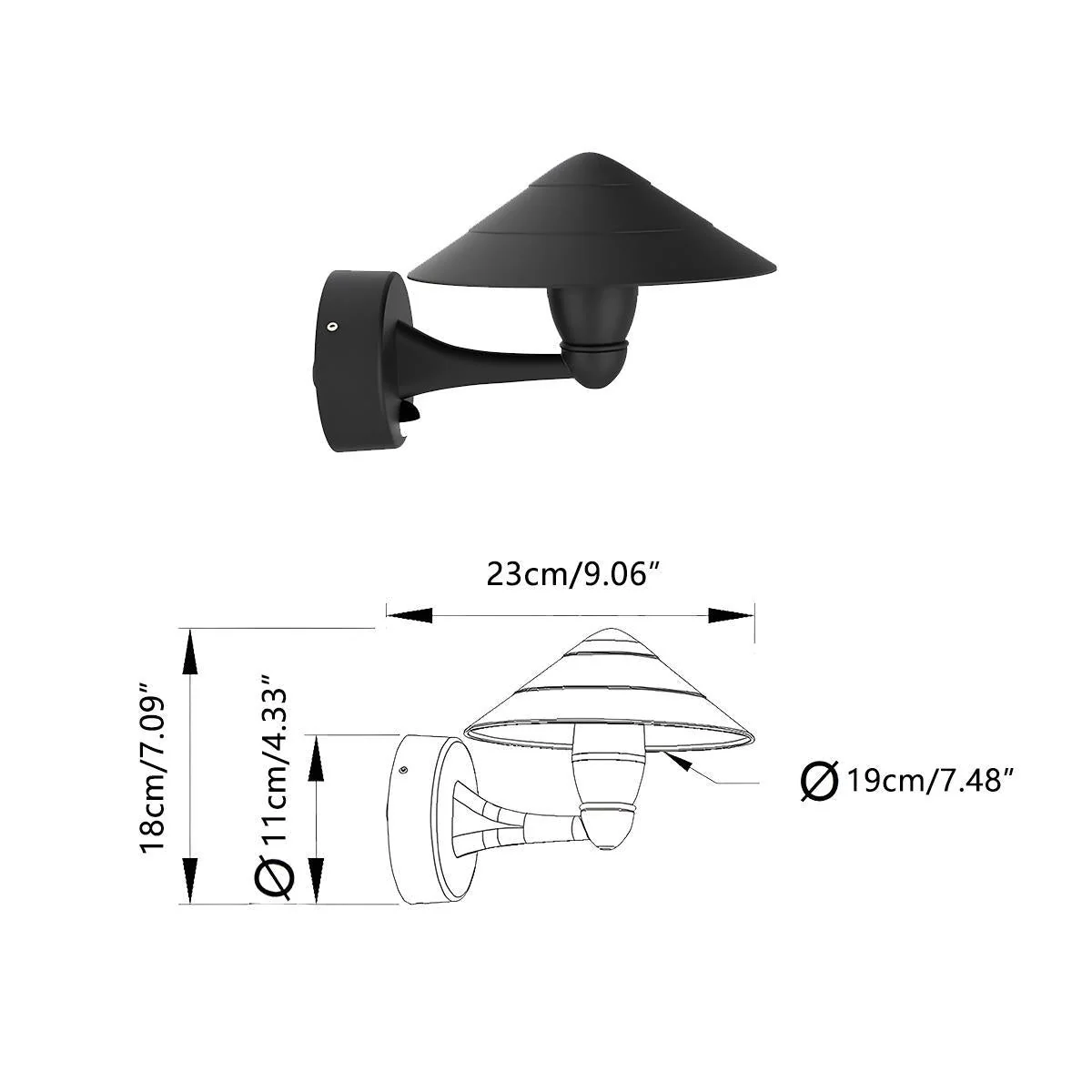 Waterproof Modern Black Umbrella Outdoor LED Wall Lights - Image 7