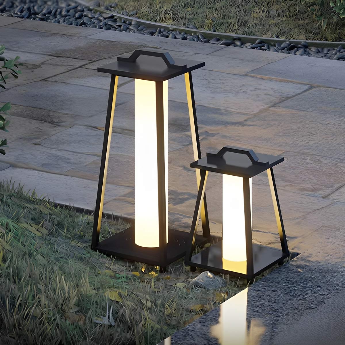 Waterproof Modern Minimalist Geometric LED Outdoor Floor Lamp - Image 3