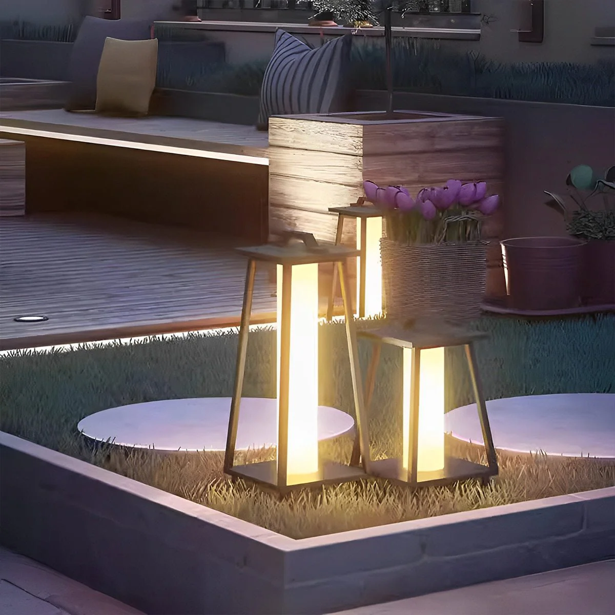Waterproof Modern Minimalist Geometric LED Outdoor Floor Lamp - Image 5