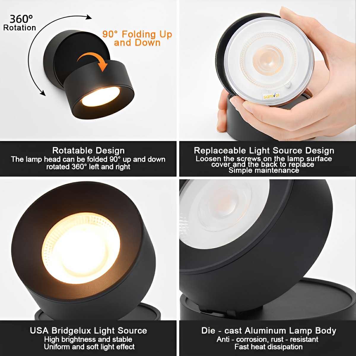 Waterproof Modern Round Adjustable Angle Outdoor Porch LED Wall Lights - Image 11