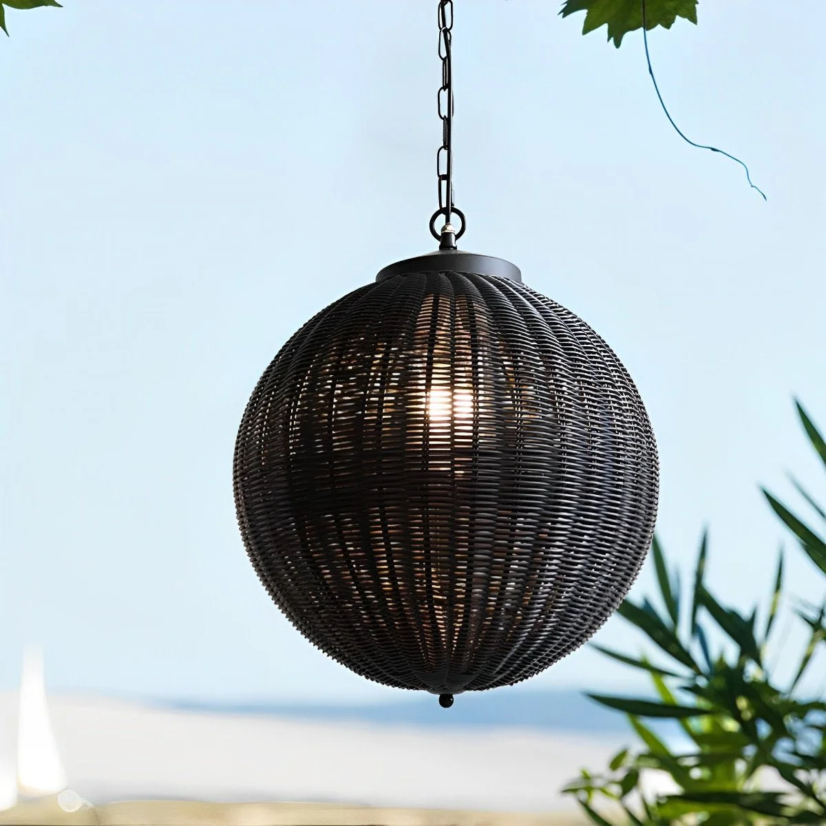 Waterproof Round Rattan Outdoor Lanterns Pendant Lights - Image 10