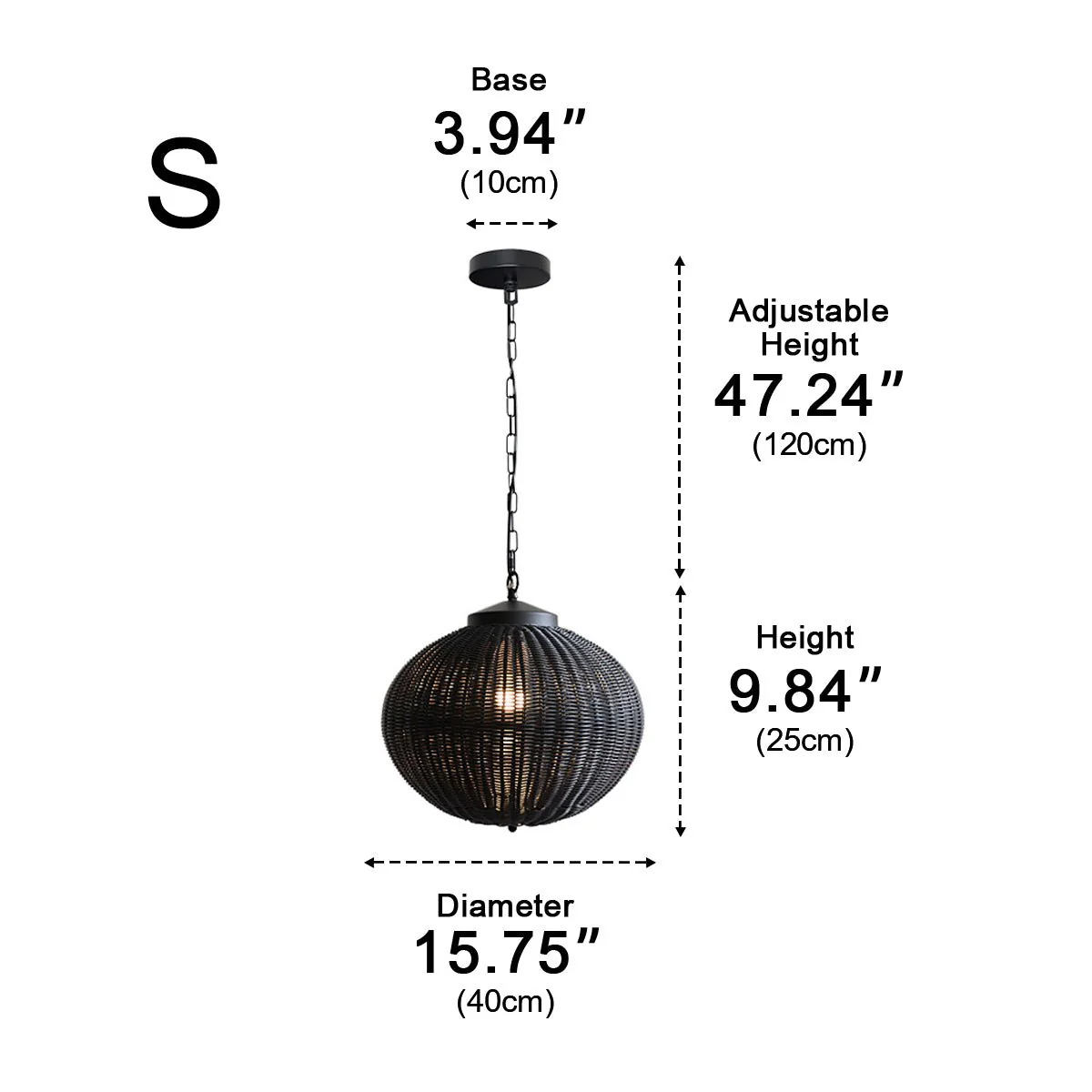 Waterproof Round Rattan Outdoor Lanterns Pendant Lights - Image 12