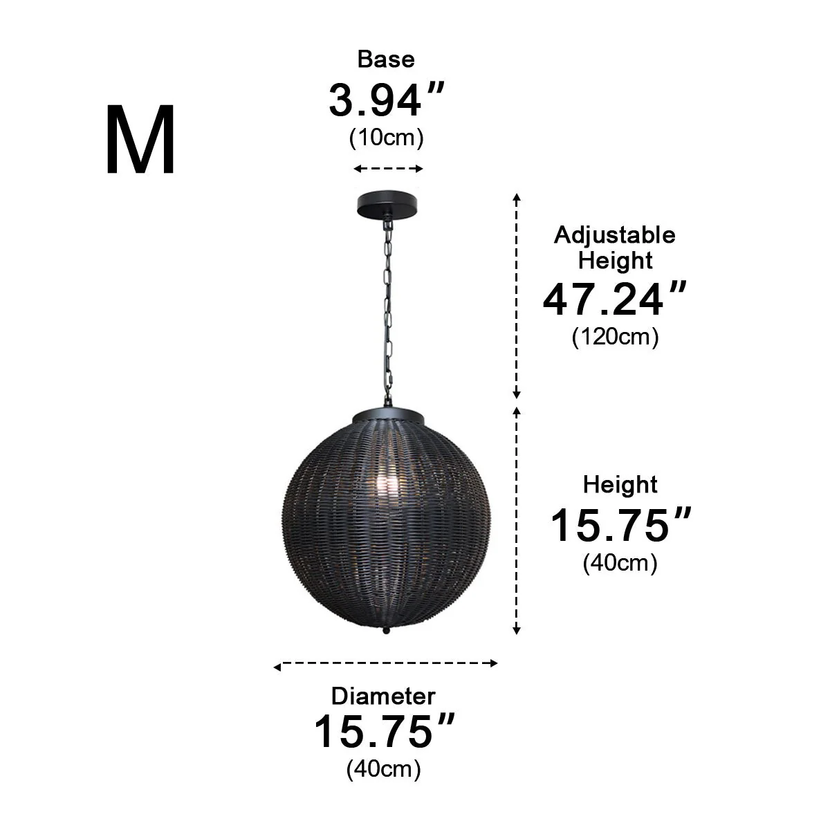 Waterproof Round Rattan Outdoor Lanterns Pendant Lights - Image 13